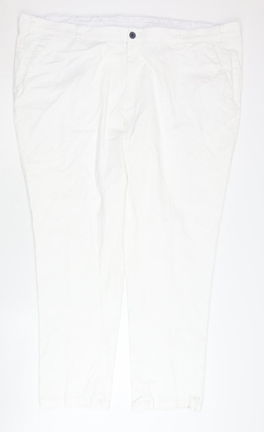 Brook Taverner Women's White Chino Trousers UK 20 Straight Leg Stretch