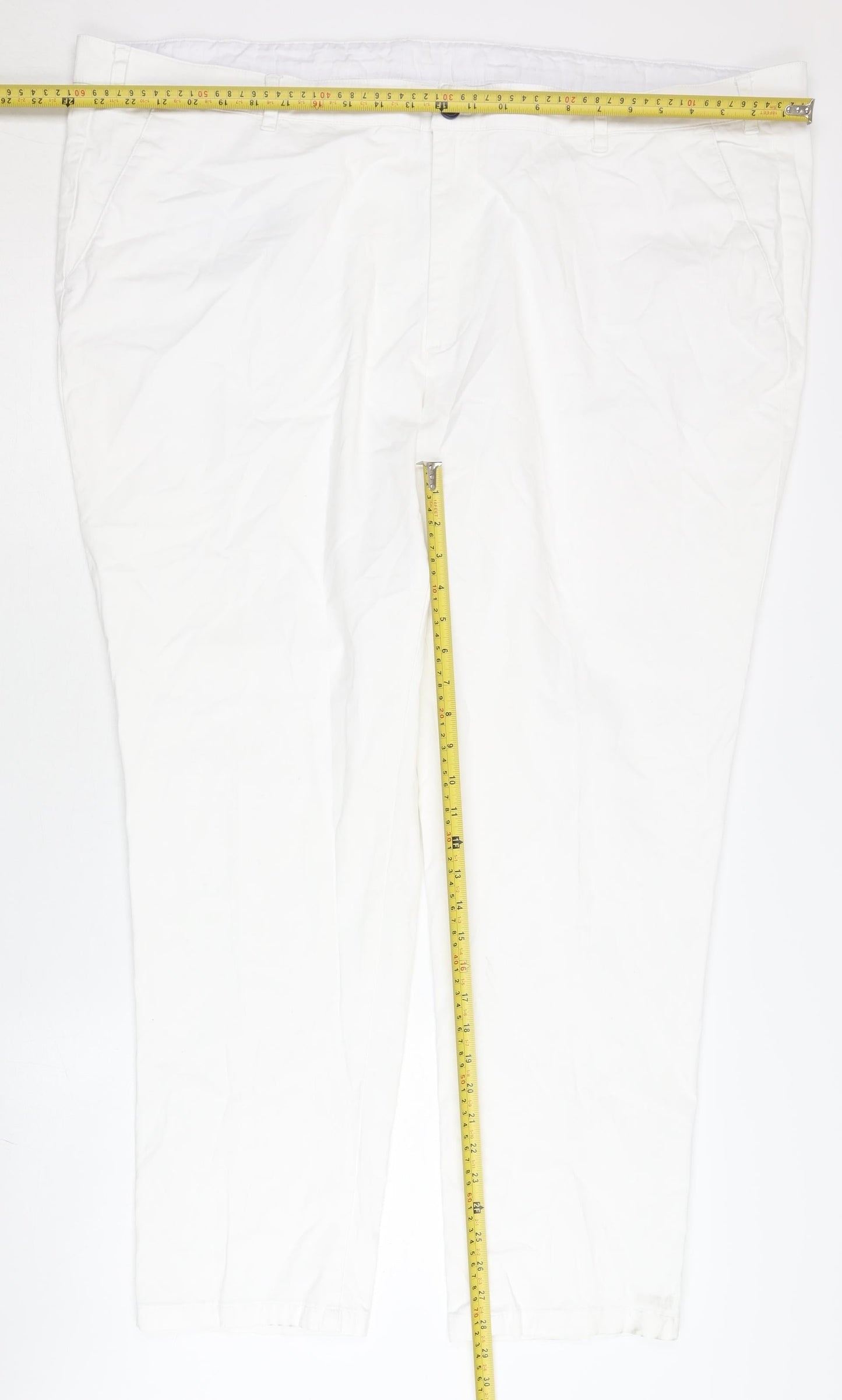 Brook Taverner Women's White Chino Trousers UK 20 Straight Leg Stretch