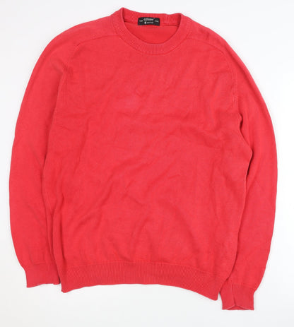 Marks and Spencer Men’s Red Cotton Crew Neck Jumper Size M Vintage