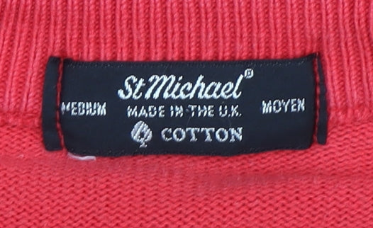 Marks and Spencer Men’s Red Cotton Crew Neck Jumper Size M Vintage