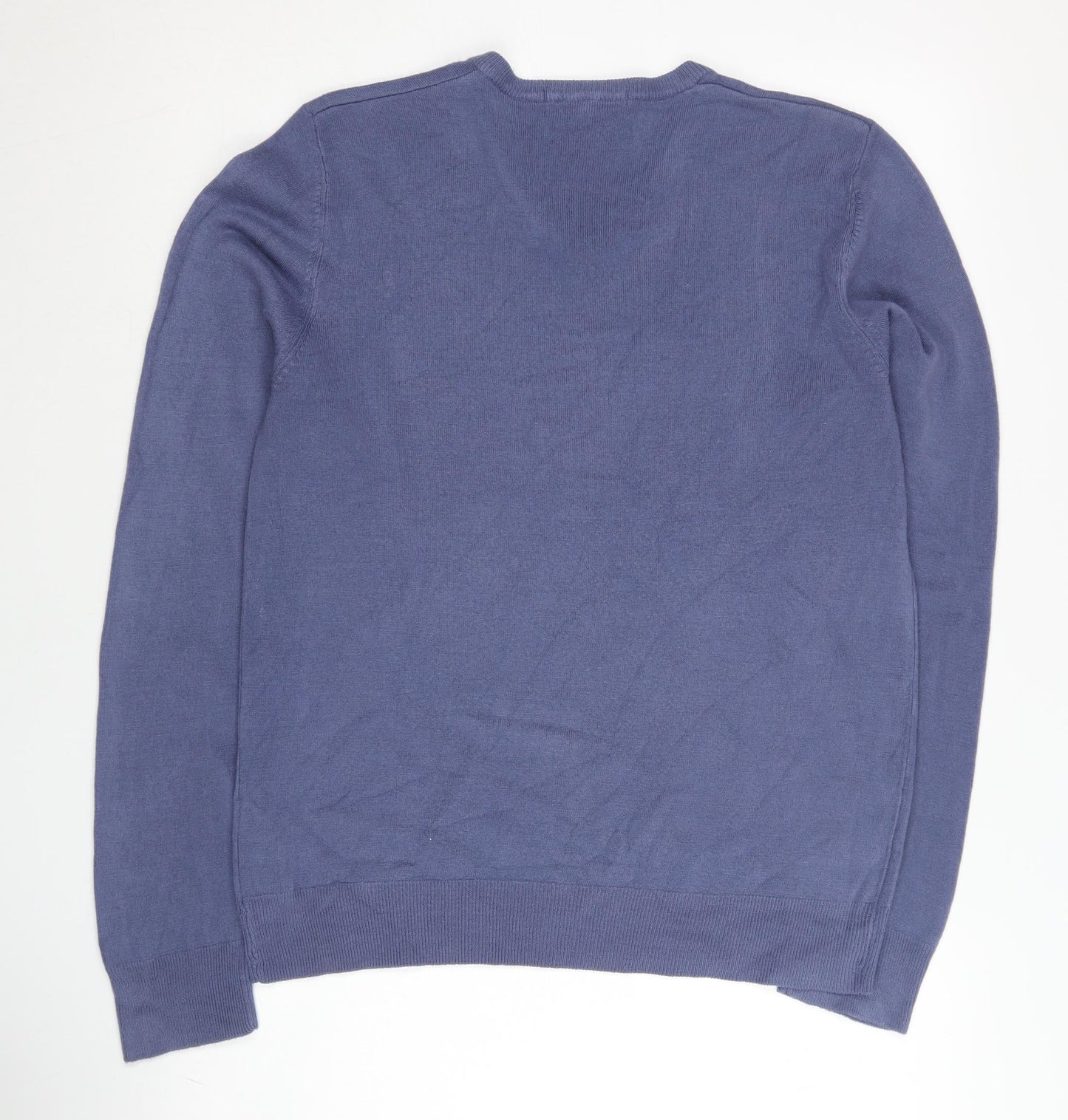 Marks and Spencer Men's Blue M V-Neck Acrylic Pullover Jumper