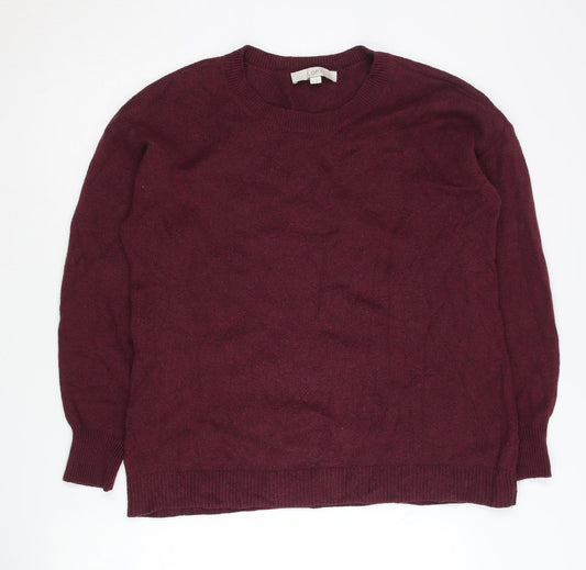 LOFT Women's Red Crew Neck Pullover Jumper Size M Cotton Blend