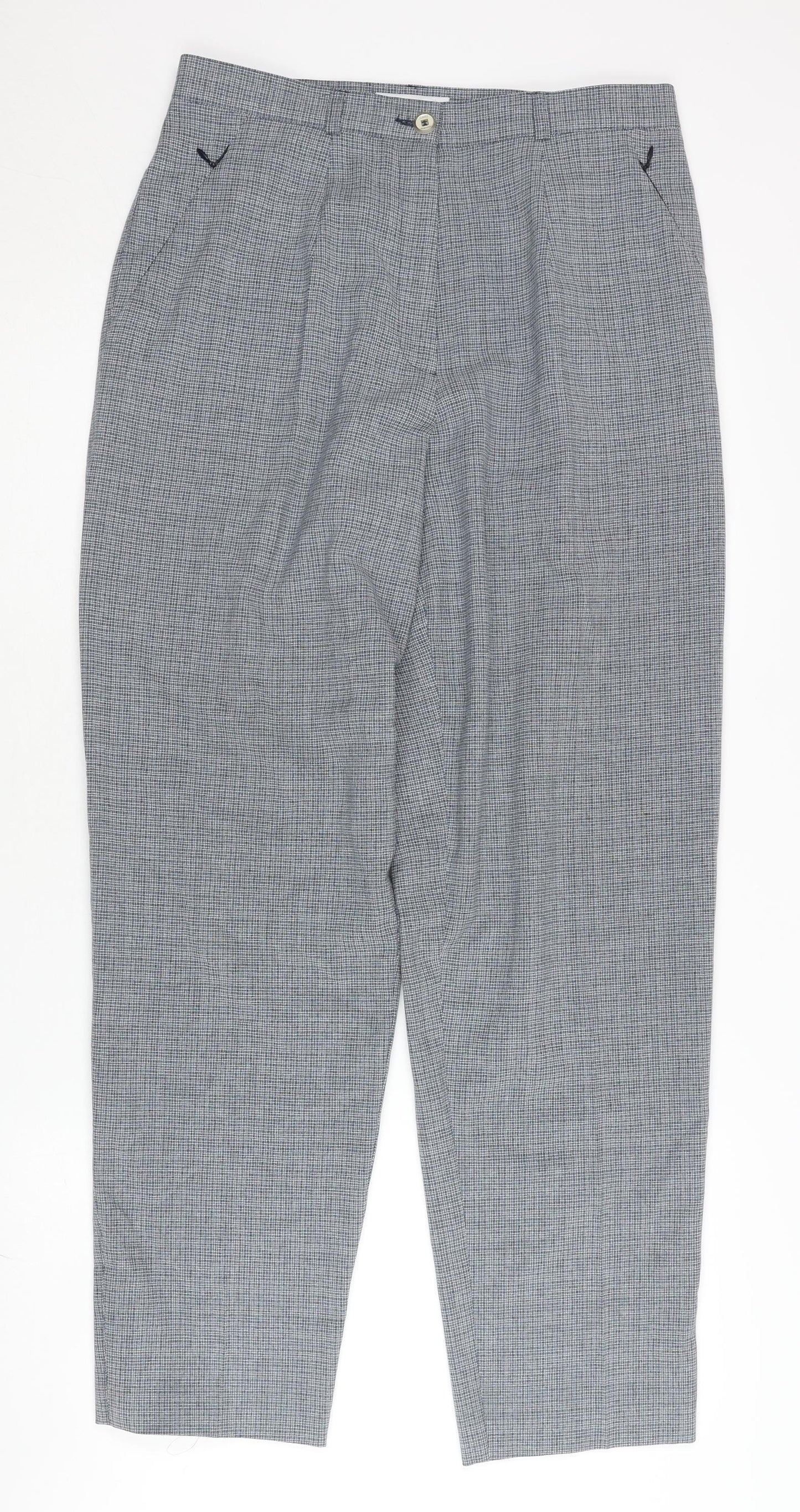Lady Augusta Women's Grey Check High Rise Pleated Dress Pants Size 14
