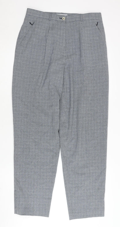 Lady Augusta Women's Grey Check High Rise Pleated Dress Pants Size 14