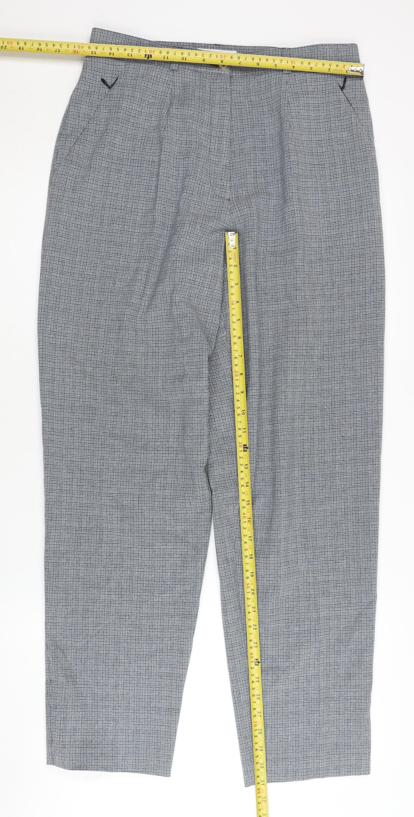 Lady Augusta Women's Grey Check High Rise Pleated Dress Pants Size 14