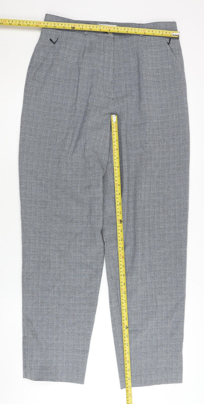 Lady Augusta Women's Grey Check High Rise Pleated Dress Pants Size 14
