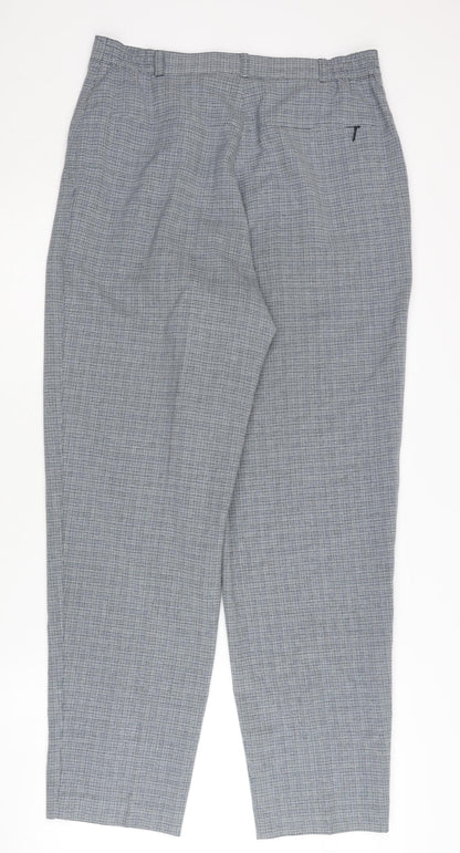 Lady Augusta Women's Grey Check High Rise Pleated Dress Pants Size 14