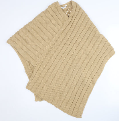 Accessorize Women's Beige M Chunky Knit Sleeveless Cape
