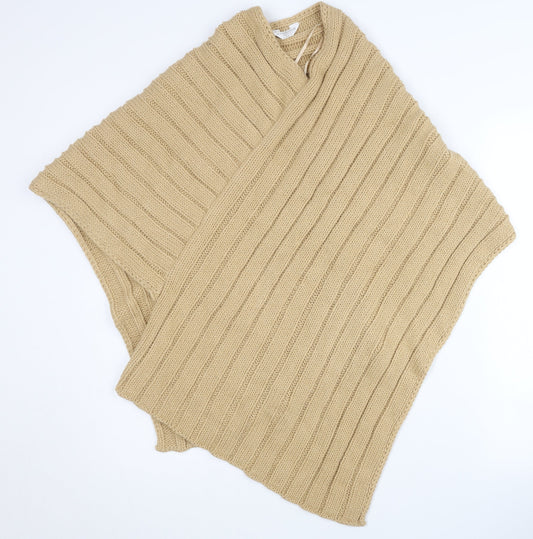 Accessorize Women's Beige M Chunky Knit Sleeveless Cape