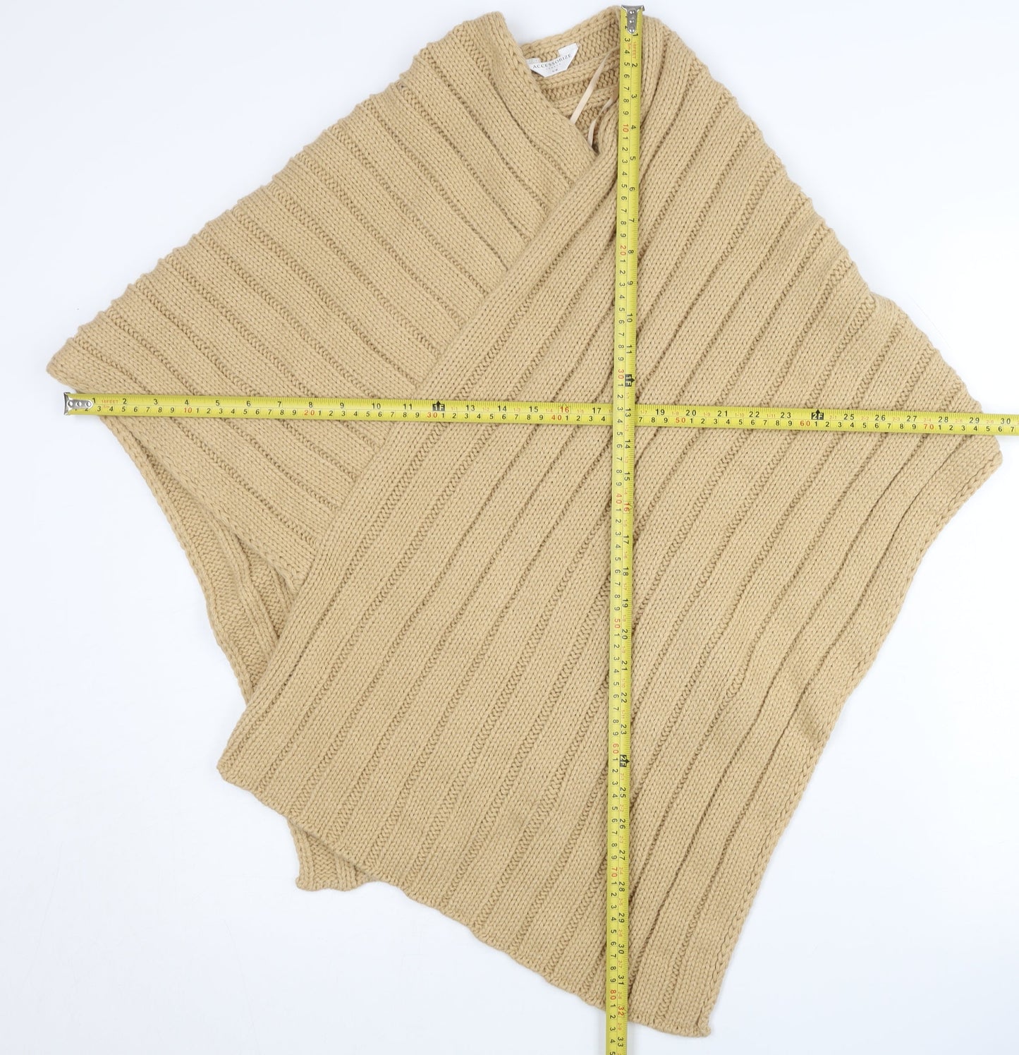 Accessorize Women's Beige M Chunky Knit Sleeveless Cape