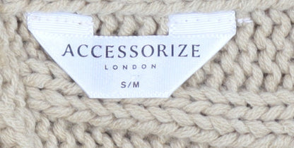 Accessorize Women's Beige M Chunky Knit Sleeveless Cape