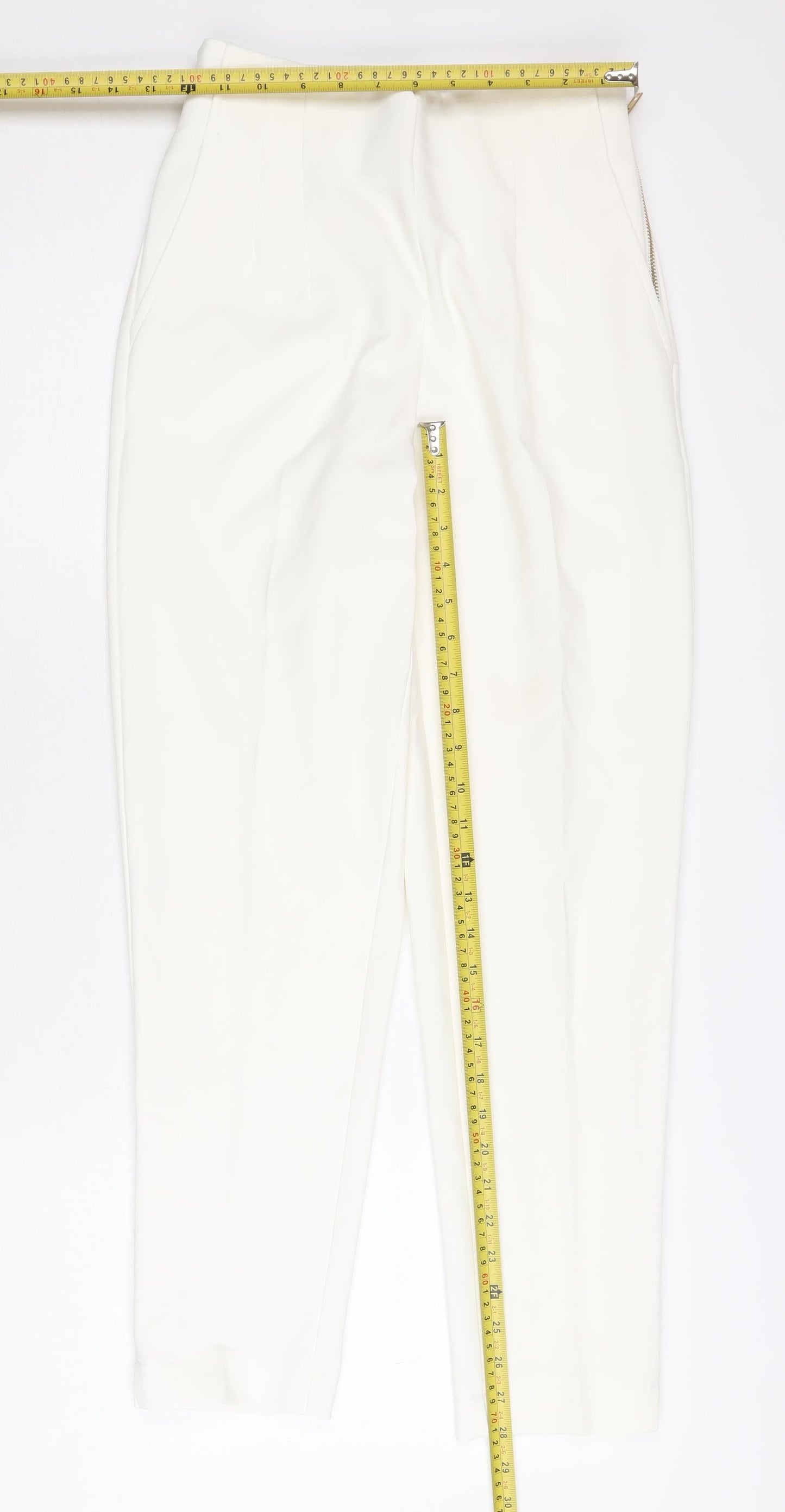 Capsule Women’s White Tapered Trousers S Elastic Waist Pockets