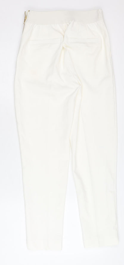 Capsule Women’s White Tapered Trousers S Elastic Waist Pockets