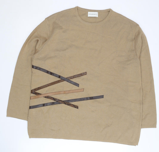 Chianti Women’s Beige Merino Wool Blend Pullover Jumper XL