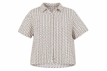 White Fox Women's Multicoloured XS Linen Blend Geometric Button-Up Shirt