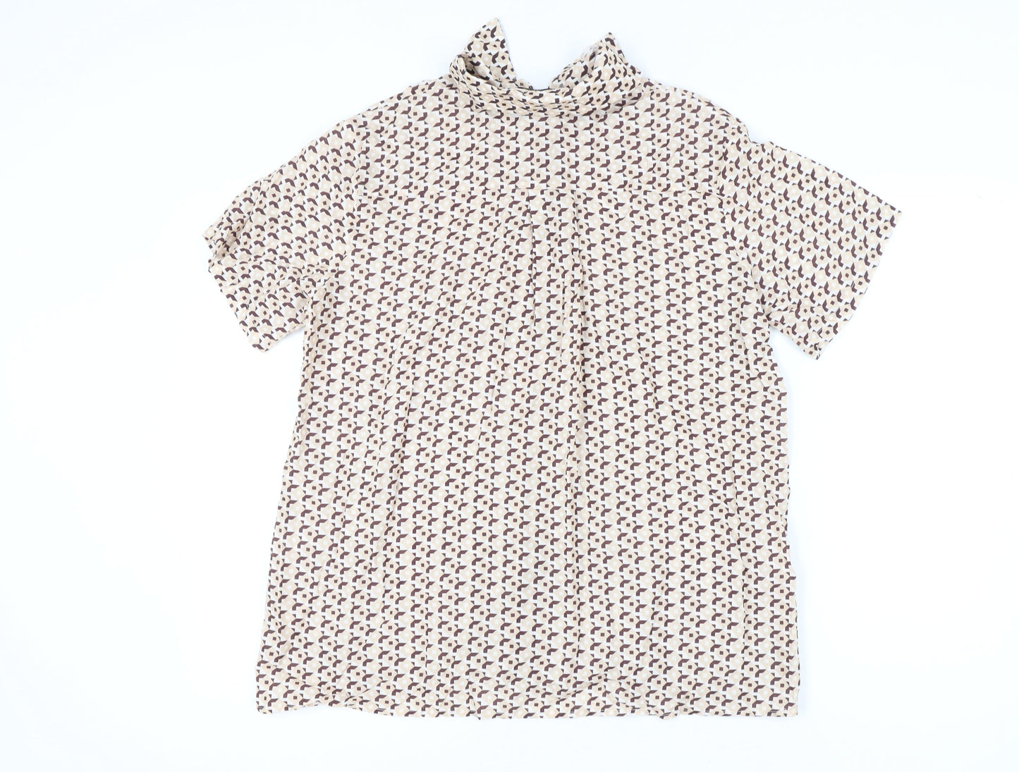 White Fox Women's Multicoloured XS Linen Blend Geometric Button-Up Shirt