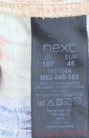 Next Petite Women's Multicoloured Linen Blend Shift Dress Size 18