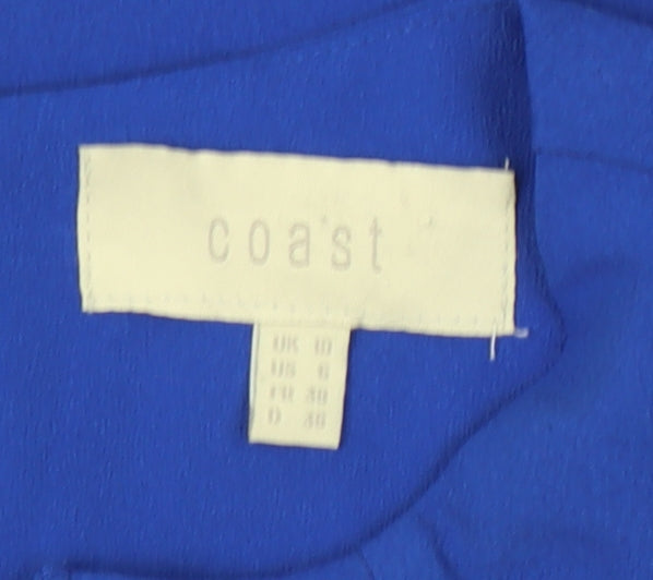 Coast Women's Blue Ruffle Pleat Blouse UK 10 Sleeveless Summer Top