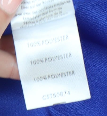 Coast Women's Blue Ruffle Pleat Blouse UK 10 Sleeveless Summer Top