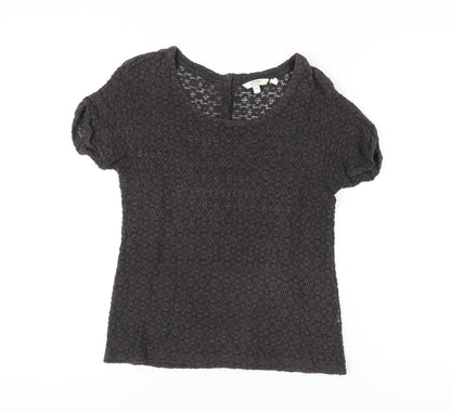 FatFace Women’s Black Cotton Crochet Short Sleeve T-Shirt Size 10