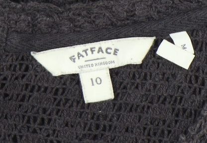 FatFace Women’s Black Cotton Crochet Short Sleeve T-Shirt Size 10