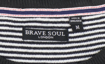 Brave Soul Men's Black M Pullover Jumper Crew Neck Knit Autumn Winter