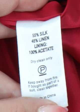 Monsoon Women’s Red Long A-Line Skirt Silk Linen Size 14