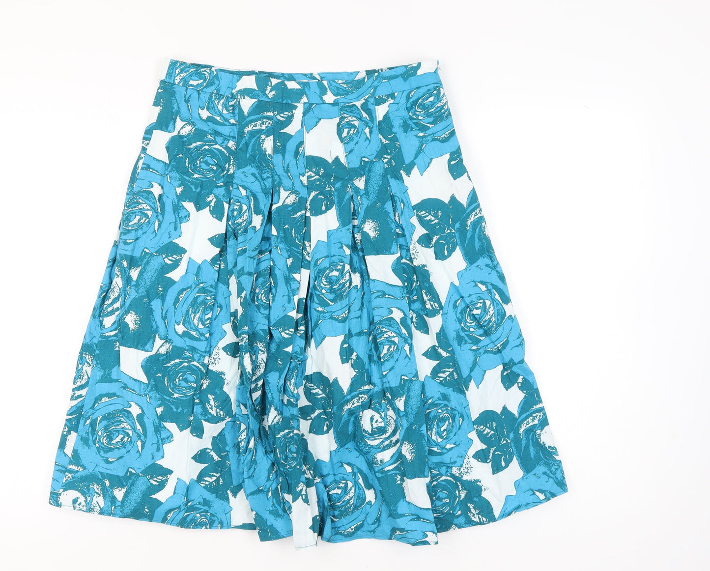 M&Co Women’s Blue Floral A-Line Knee Length Cotton Skirt Size 12