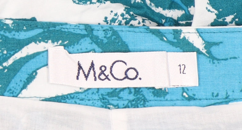 M&Co Women’s Blue Floral A-Line Knee Length Cotton Skirt Size 12