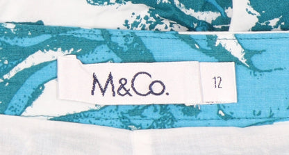 M&Co Women’s Blue Floral A-Line Knee Length Cotton Skirt Size 12