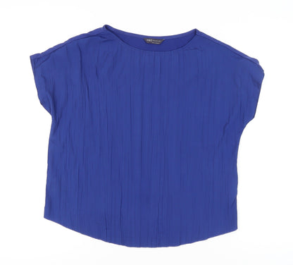 Marks and Spencer Women’s Blue Size 12 Basic Short Sleeve Blouse