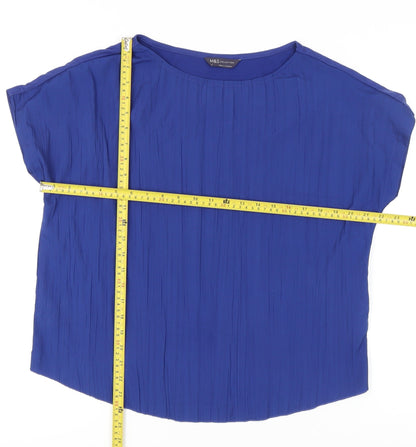 Marks and Spencer Women’s Blue Size 12 Basic Short Sleeve Blouse