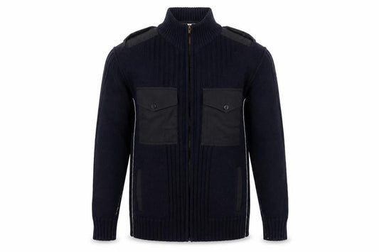 TOD HARVEY Men's Black L Full Zip Cotton Army Style Jumper