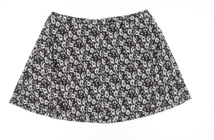 Fat Face Women’s Black Floral A-Line Short Skirt Size 18