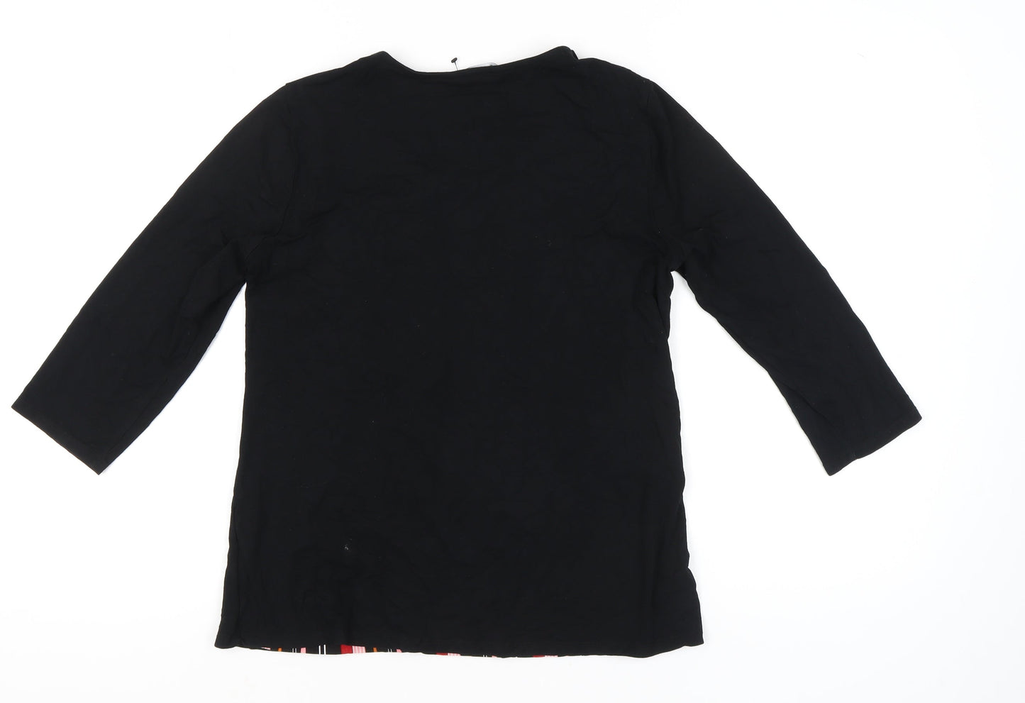 Bonmarché Women's Black Tunic Blouse Size 16 3/4 Sleeve Scoop Neck