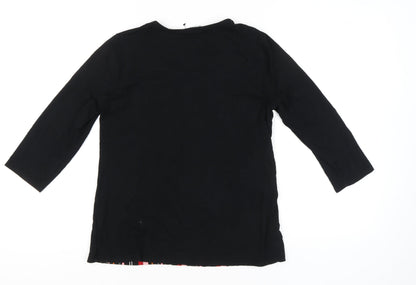 Bonmarché Women's Black Tunic Blouse Size 16 3/4 Sleeve Scoop Neck