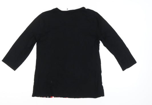 Bonmarché Women's Black Tunic Blouse Size 16 3/4 Sleeve Scoop Neck