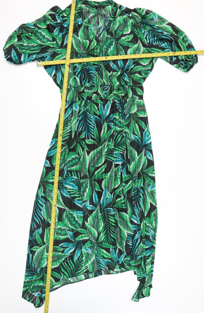 F&F Women’s Tropical Leaf Print Asymmetric Dress UK 14