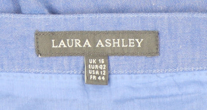 Laura Ashley Women’s Blue Embroidered Cotton Knee Length Skirt Size 16