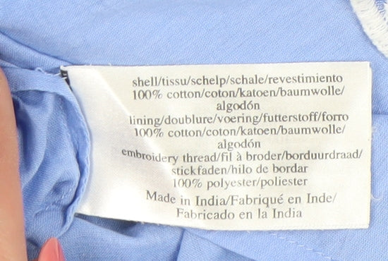 Laura Ashley Women’s Blue Embroidered Cotton Knee Length Skirt Size 16