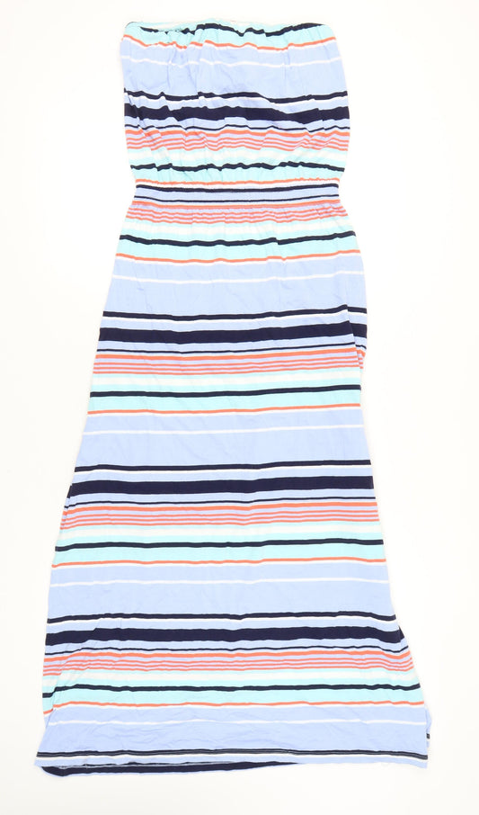 Gap Women’s Multicoloured Striped Maxi Dress Size M Strapless Jersey