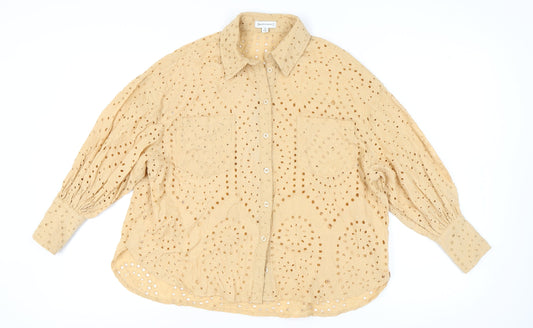 Womens UK Size 8 Warehouse Beige Basic Button-Up