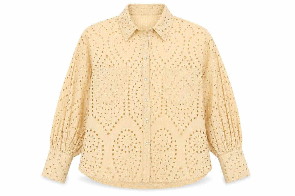 Womens UK Size 8 Warehouse Beige Basic Button-Up