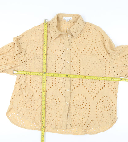 Womens UK Size 8 Warehouse Beige Basic Button-Up