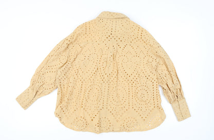 Womens UK Size 8 Warehouse Beige Basic Button-Up