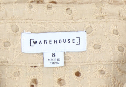 Womens UK Size 8 Warehouse Beige Basic Button-Up