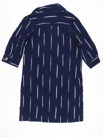 Pomodoro Women’s Blue Size 12 Knee Length Shirt Dress with Pockets