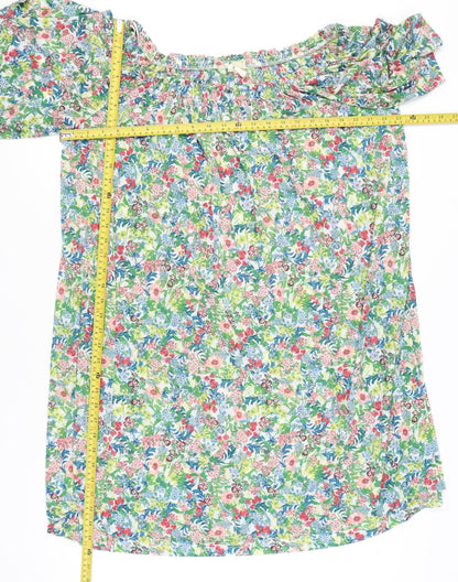 H&M Women’s Multicoloured Floral Shift Dress Size 16 Off Shoulder