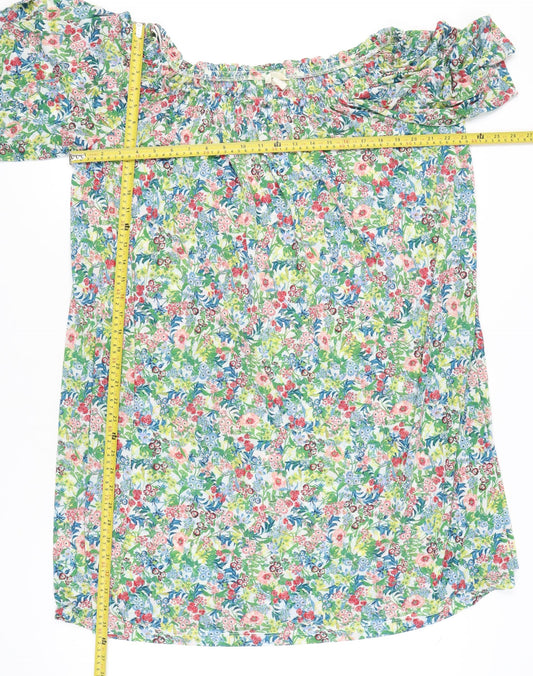 H&M Women’s Multicoloured Floral Shift Dress Size 16 Off Shoulder