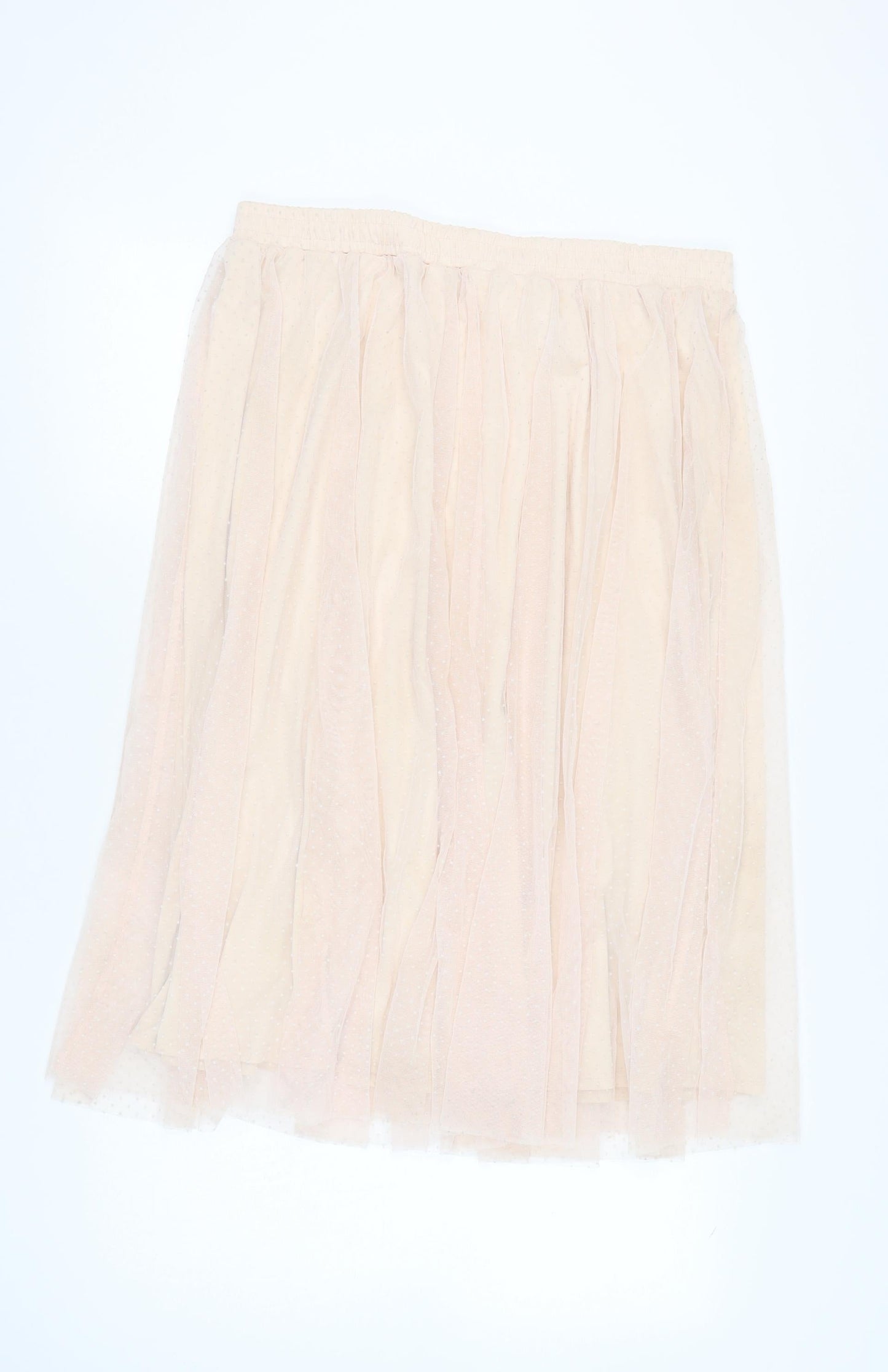 H&M Women’s Beige Knee Length Pleated Chiffon Skirt XL